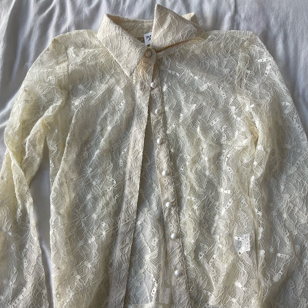 PRINCESS POLLY NEVER WORN LACE TOP - IVORY - US 4